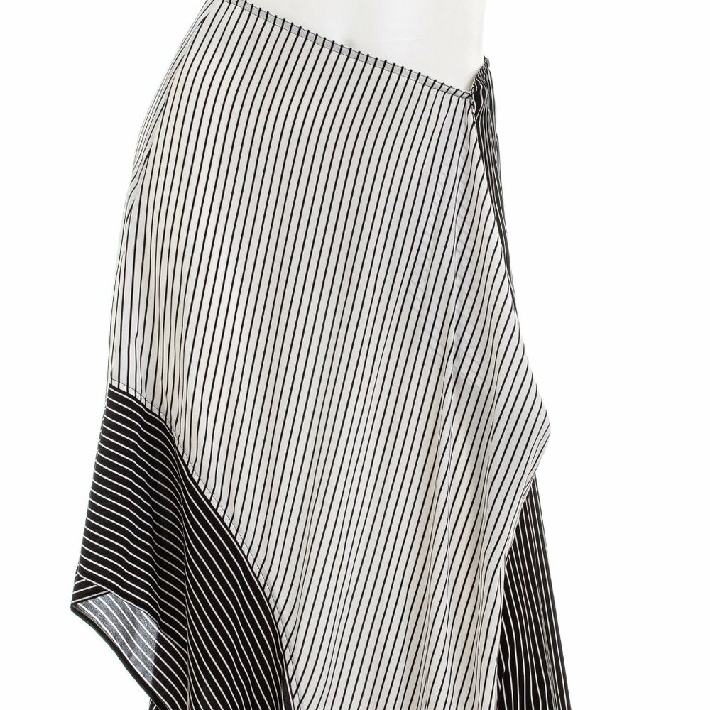 New Robert Rodriguez asymmetric stripe crepe contrast panel high rise midi skirt - Picture 10 of 14